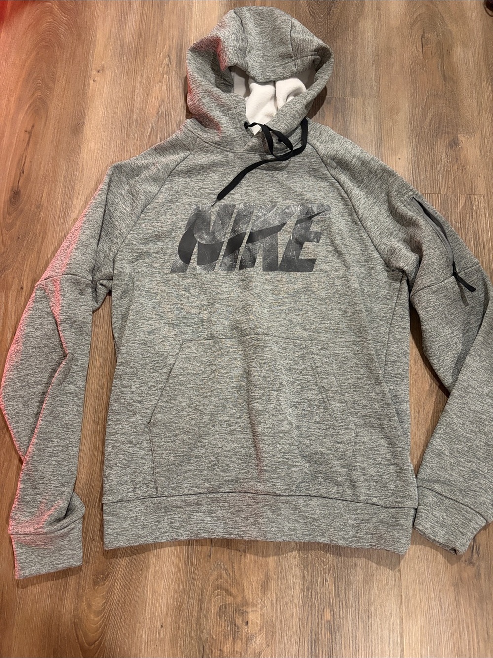 Nike Gray Heather Pullover Hoodie with Black Logo